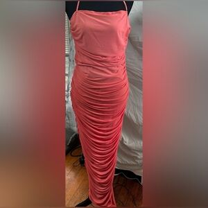 Venus Elegant Peach Ruched Dress Size Medium